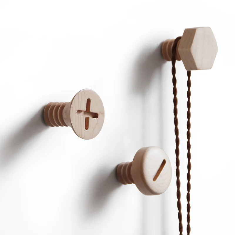 

Wall Clothes Hanger Wood Coat Rack Round Hook Hanger Wooden Coat Hooks Pretty Home Decoration HK-051, As shown