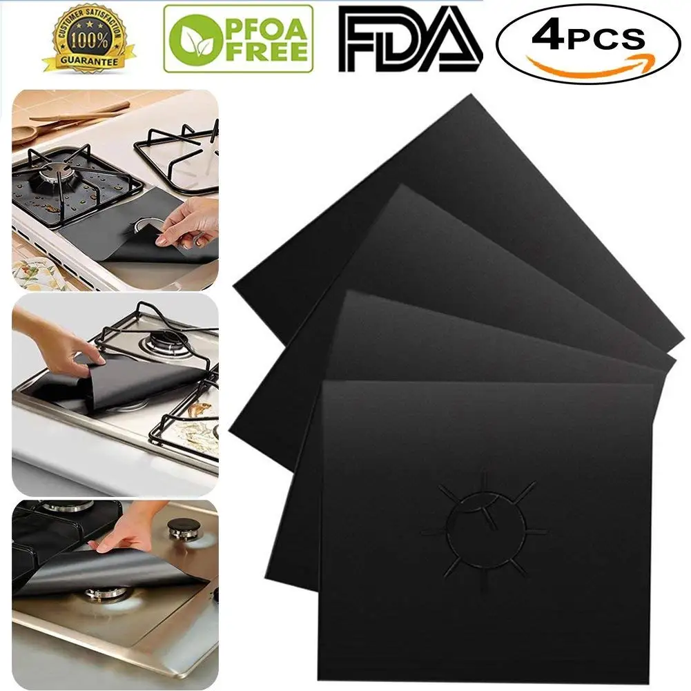 Buy Stove Burner Covers, 10.6”x 10.6” Gas Range Protectors, Dishwasher Safe Black Customs Fit