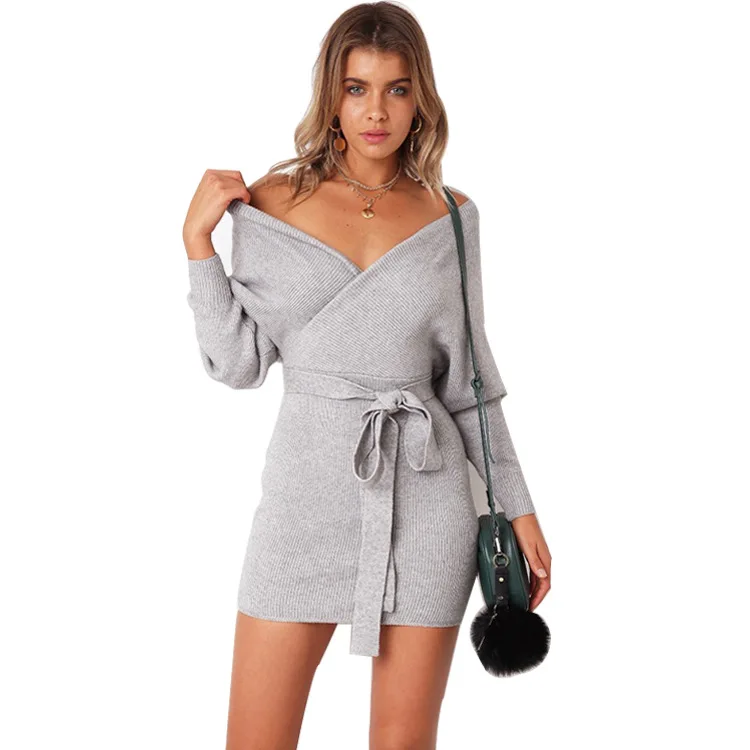 

Long sleeve thick heavy knitted sweater women office dresses suits