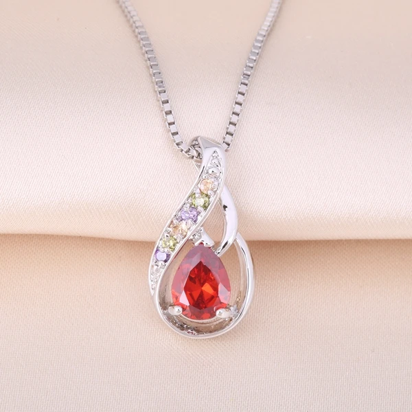 Hot Sale 925 Sterling Silver/brass Pendant Ruby Stone Necklace Tiny