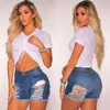 Summer new models Women's butt-lifting skinny flash fashion ripped simple fringe denim jeans Women palazzo pants