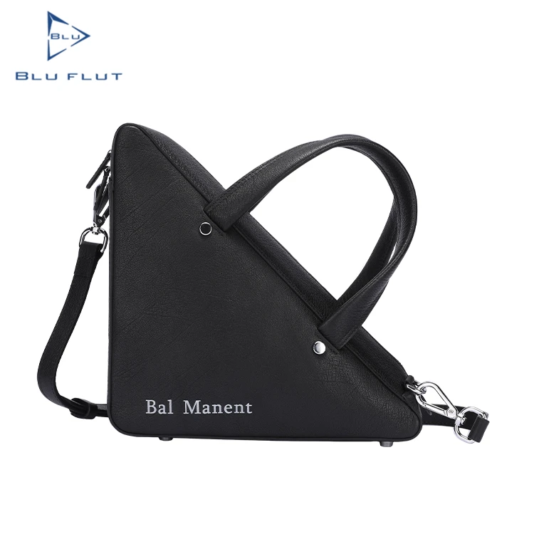 

Blu Flut full grain genuine leather handbag female , triangle leather bag for women, Black