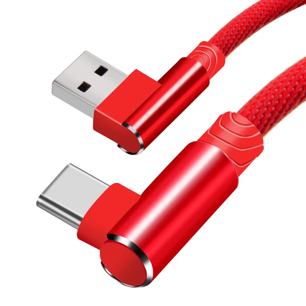 

1m 2m 3m 2.4A Type C Data Cable Portable 90 Degree Dual USB C Durable Charger Cable for Nexus 5X 6P HTC 10 LG G5, Black , red , blue , sliver , gray