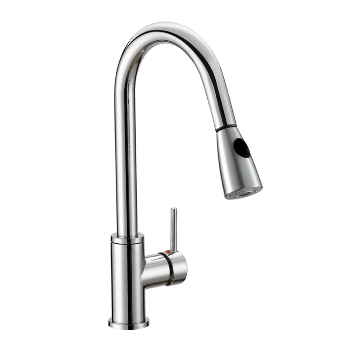 Chrome Brass Kitchen Sink Pull Down Faucet With Spray Head Upc