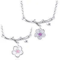 

Pink purple zircon cherry blossom pendant necklace flower necklace for women