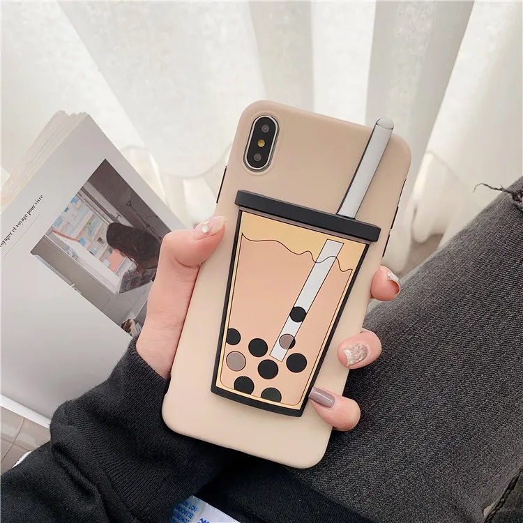 3D Cute Pearl Milk Tea Silicone Phone Case For iPhone 11 Pro MAX