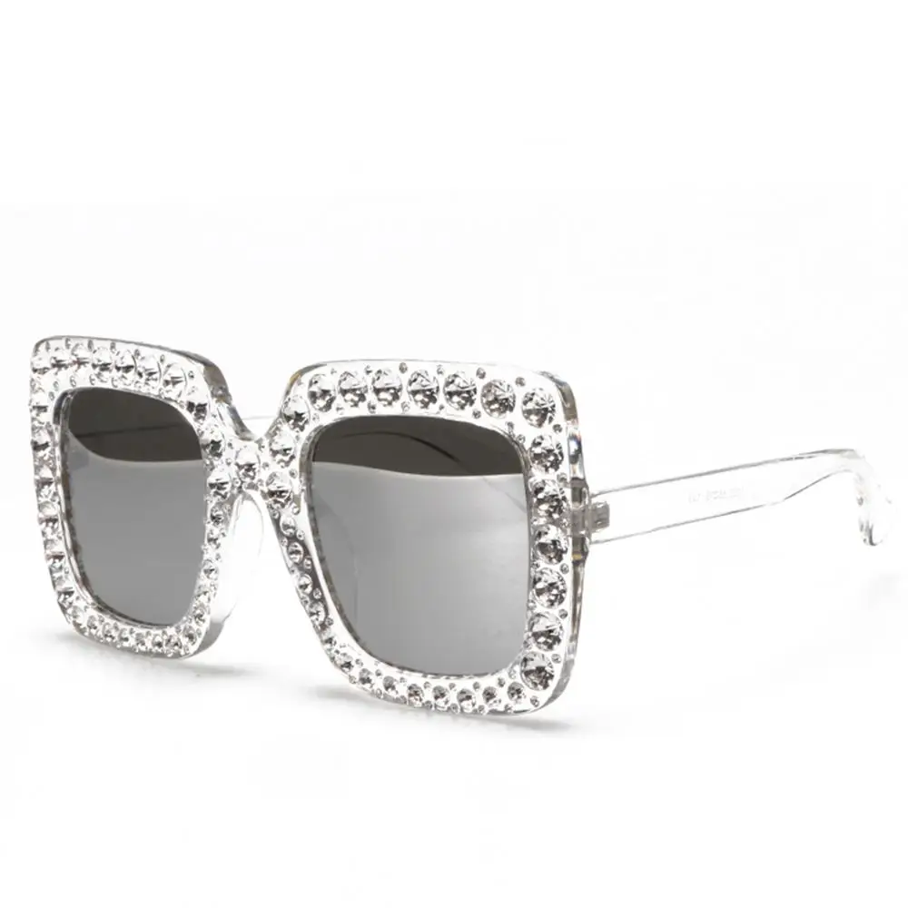 

Oversized square thick frame women crystal rhinestone sunglasses, Custom colors