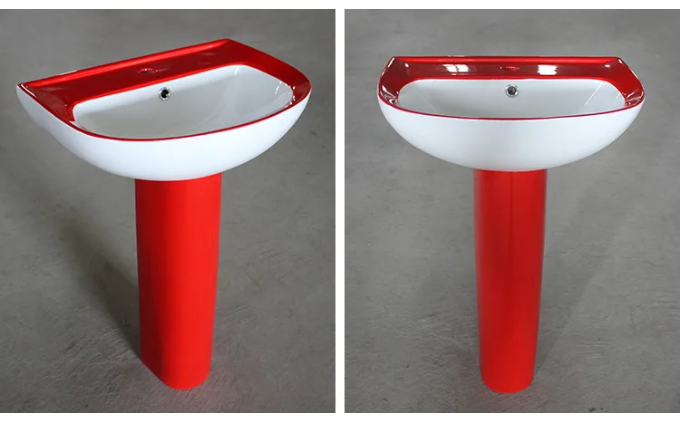 Pedestal bathroom ceramic red mexican sink