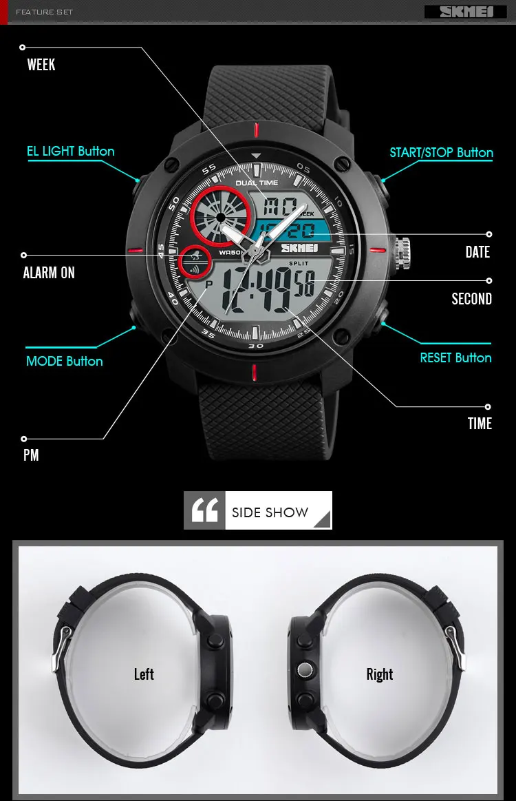 Wholesale Skmei 1361 Sport Digital Movement Dual Time Watch Men