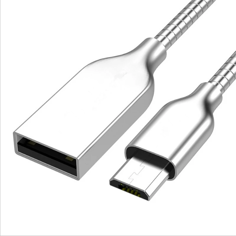 Latest New Products Mobile Phone Cable Zinc Alloy Kirsite Metal Spring Coil Micro USB Data Charging Cables For Android