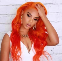 

HD lace Orange loose wave swiss Lace Front Human Hair Wig With Baby Hair Preplucked Brazilian Virgin transparent Lace Front