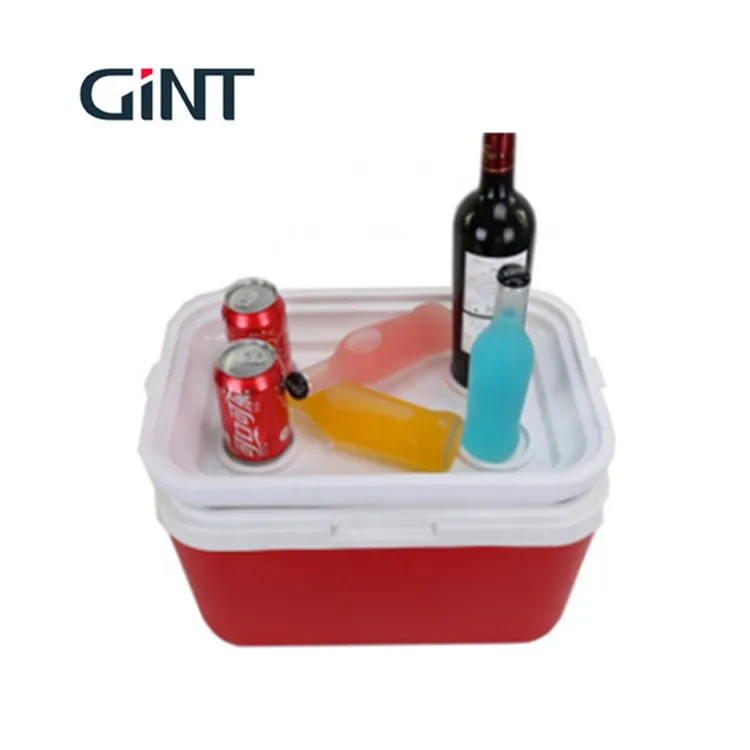 

Wholesale customized logo cooler box middle size outdoor camping fishing insulated ice chest 22 L portable handle cooler box, Red/blue/ customized