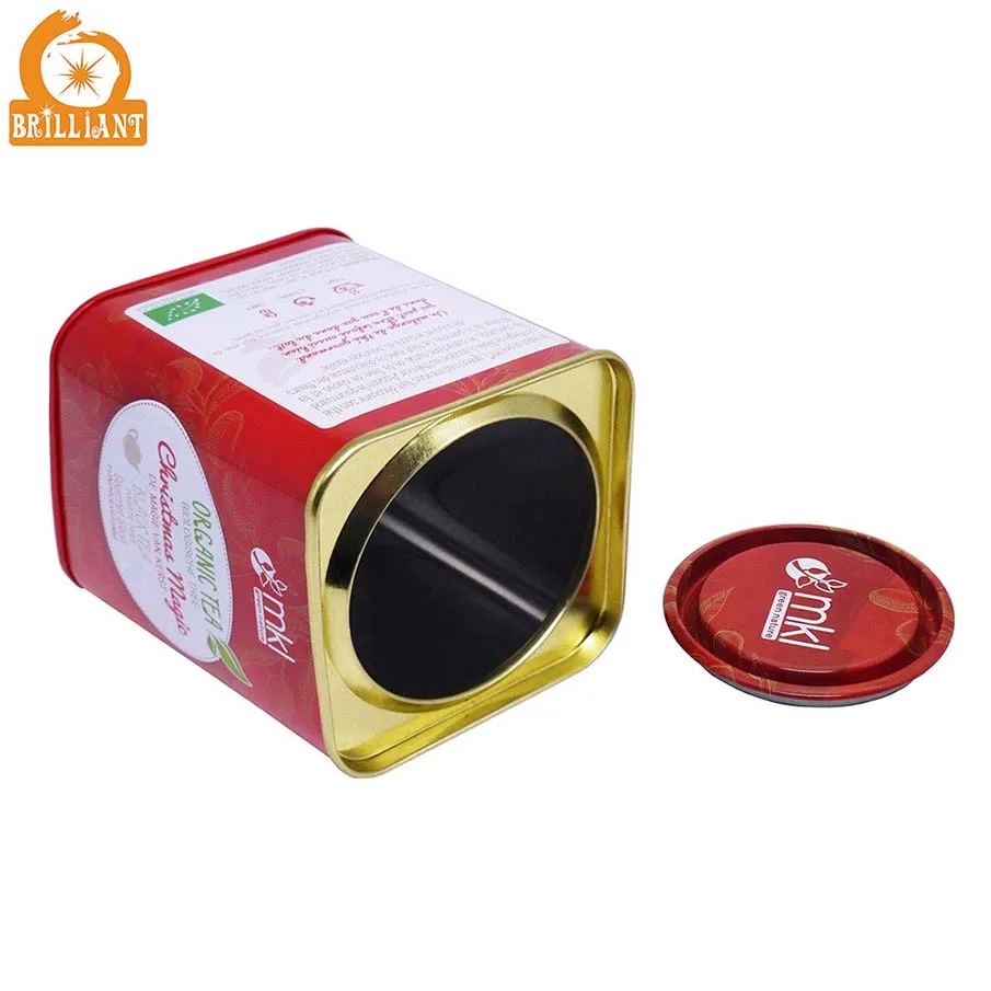 
Premium square tea tin box with airtight lever lid, customized metal can tin canister tea caddy for food storage packaging 