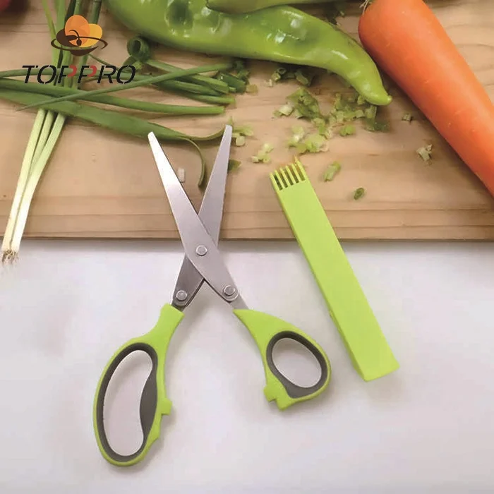 
TOPPRO Stainless Steel kitchen 5 blades herb scissors shears 