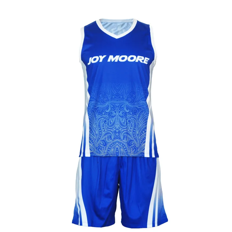 

New men basketball uniforms kits breathable basketball jersey uniform design color blue, Custom color