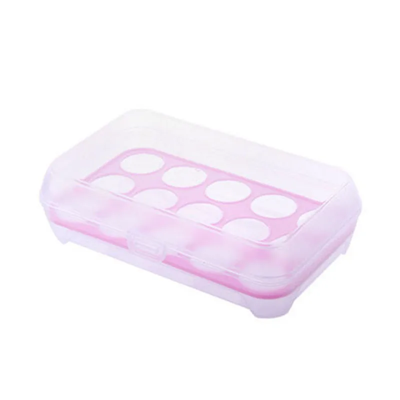 

15 Lattice Egg Box Refrigerator Crisper Container Outdoor Portable Eggs Carton Plastic Space-saving Eggs Organizer 4Colors, Pink, blue, green, white