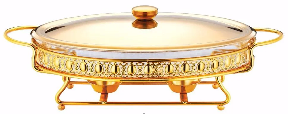 High Quality White Round Ceramic Chafing Dishes With Gold Rose - Buy ...