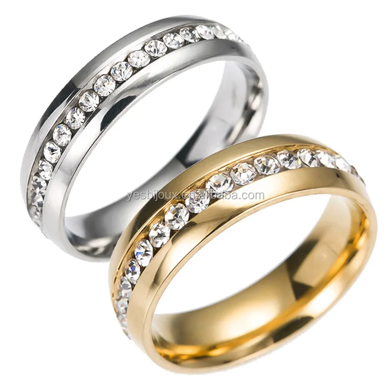 

joyeria de acero inoxidable 316l steel ring diamond band jewelry