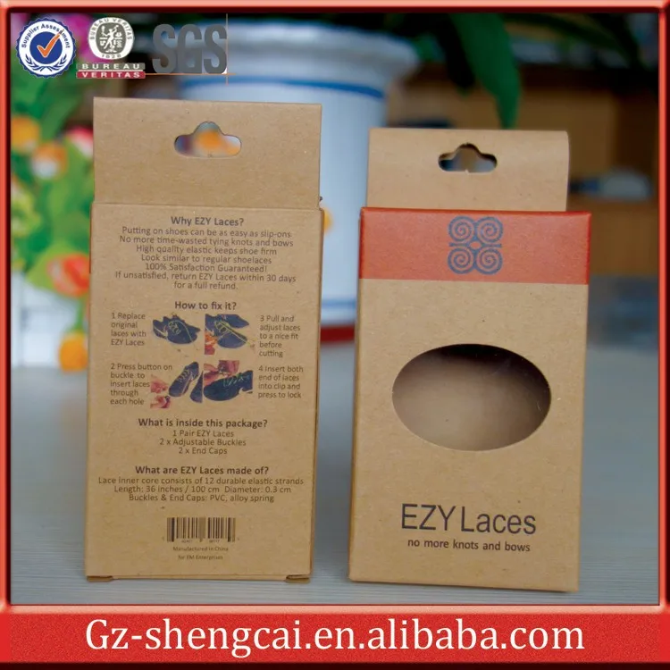 Printed Small Brown Kraft Paper Eco Friendly Packaging Box For Shoelace