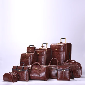 mens leather luggage set