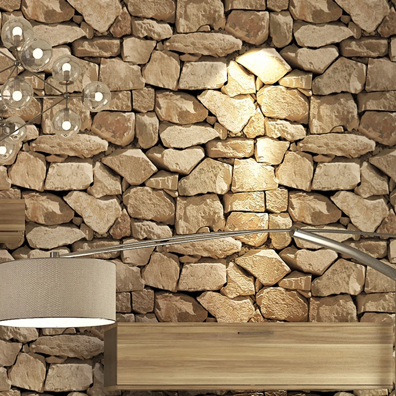 
Faux Stone Wall Wallpaper 3D Rock Stone Effect PVC Wall Paper Vinyl Wall Covering, Black 
