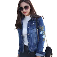

ladies casual Korean autumn embroidery denim jacket women