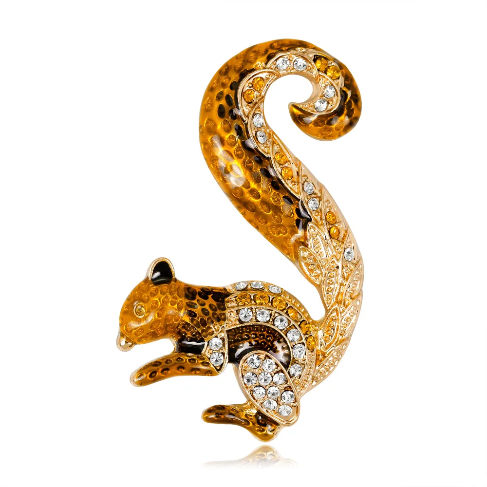 

fashion enamel jewelry stylish rhinestone squirrel brooch