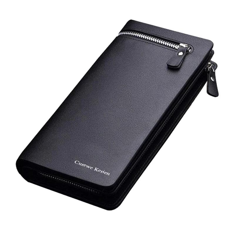 2016 New Business Long Designer Men s leather wallet with zipper Man Purse with Coin Pocket