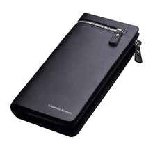 2016 New Business Long Designer Men’s leather wallet with zipper Man Purse with Coin Pocket Male Card holder