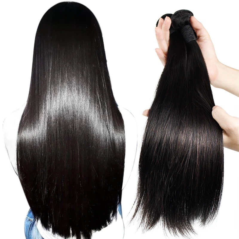 

Morein Hair 100% Unprocessed Virgin Brazilian Human Hair 1b straight bundles with lace frontal, N/a