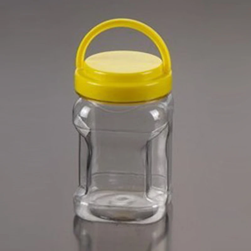 1kg Square Abnormity Pet Plastic Jars Handled Lid Clear Honey Jars