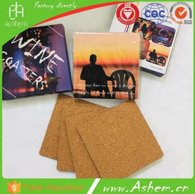 
Hot sell wine coaster cork coaster cork wine coaster for bar with customer design, IC-077 