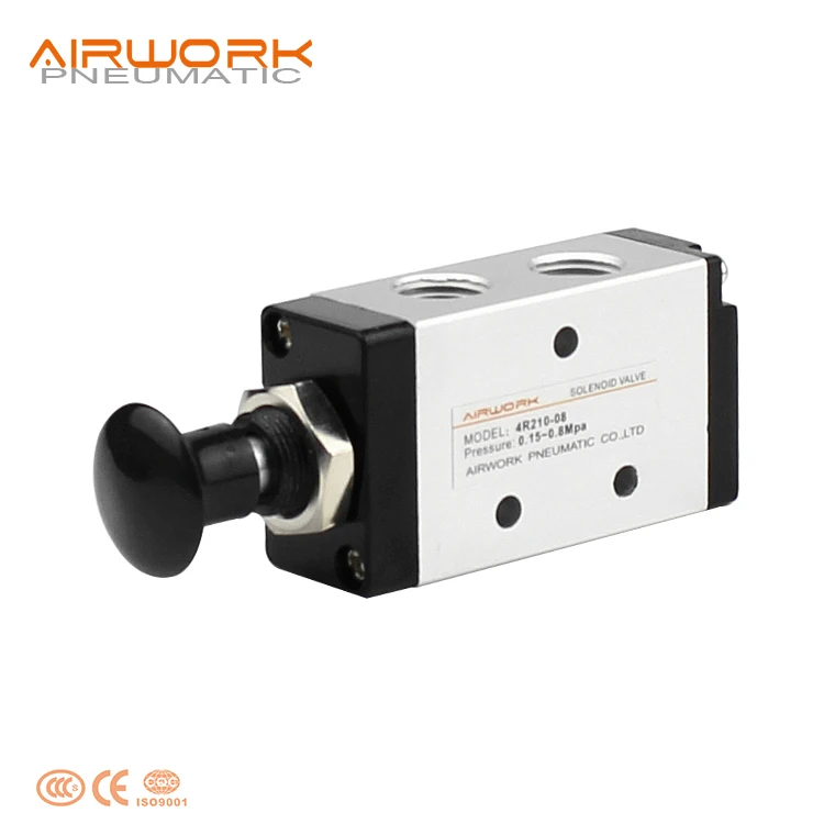 4R 3R 5 2 3/2 Way Button Pneumatic Hand Lever Switch Valve Aluminum Alloy OEM