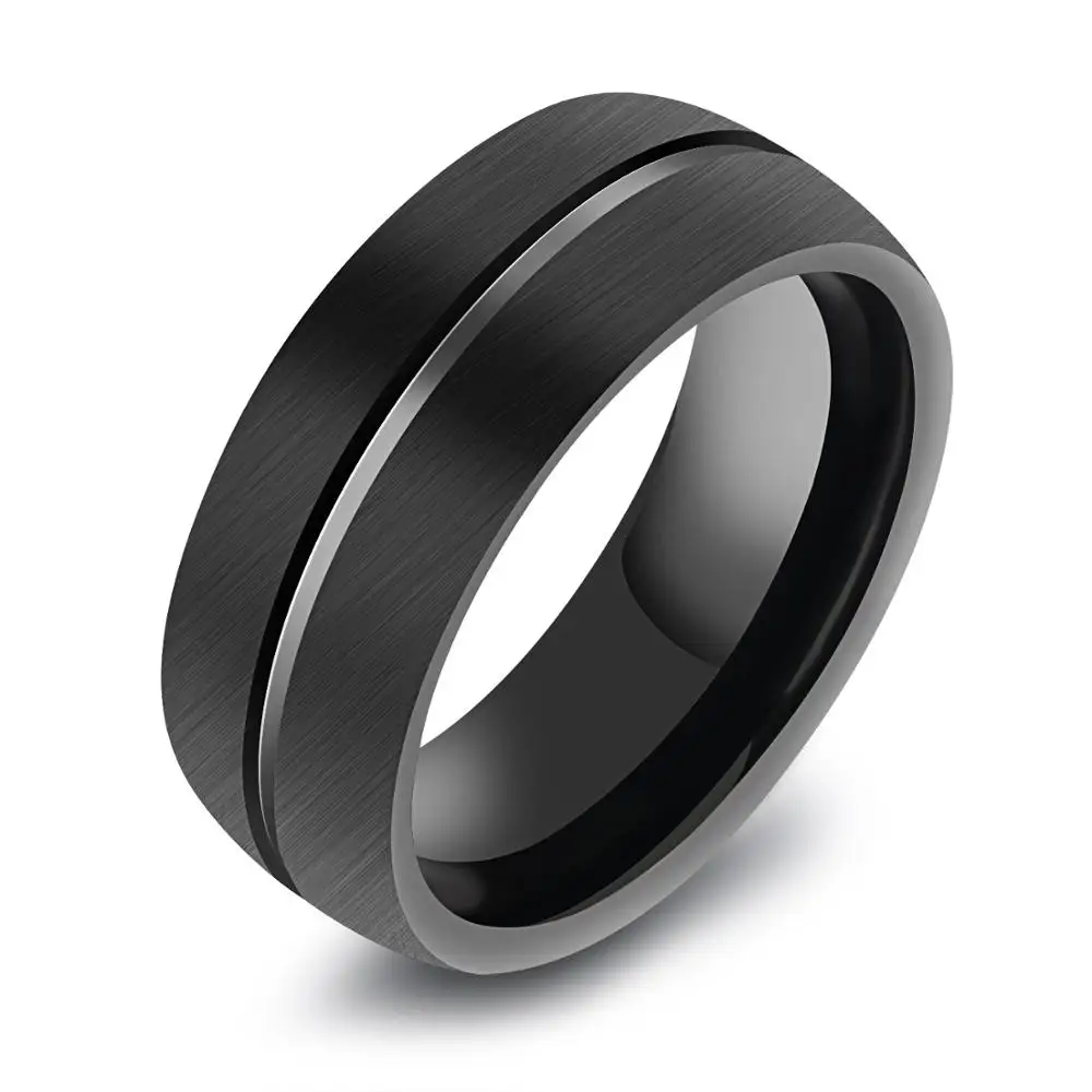 

Black tungsten steel men's ring