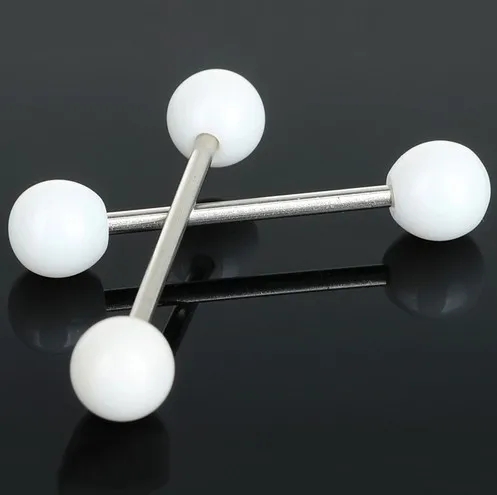 vriua 医用钢   白色丙烯酸杠铃马蹄环肚脐车防刺前螺旋穿孔经典穿孔