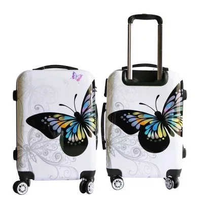 

Top Sale Butterfly pattern Best travel 3 pieces ABS PC trolley suitcase set/luggage with wheels abs PC trolley bags, Colorful pattern