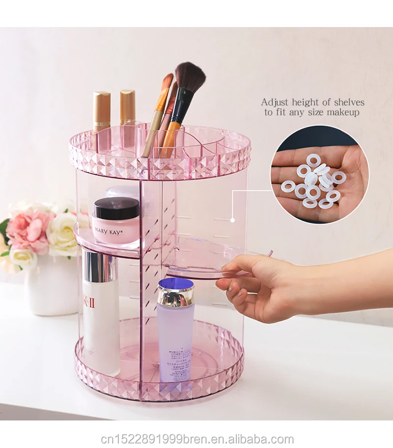 Clear Transparent Large 360 Degree Rotation Cosmetic Storage Box 360