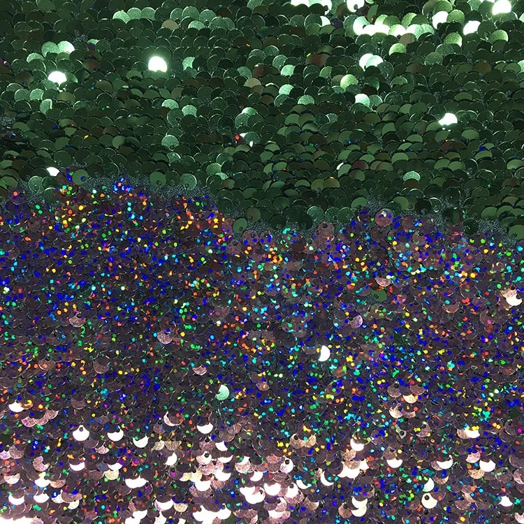 
Factory wholesale Hot Custom-Made Colorful Double Sided Fish Scale Mermaid Reversible Sequin Fabric 
