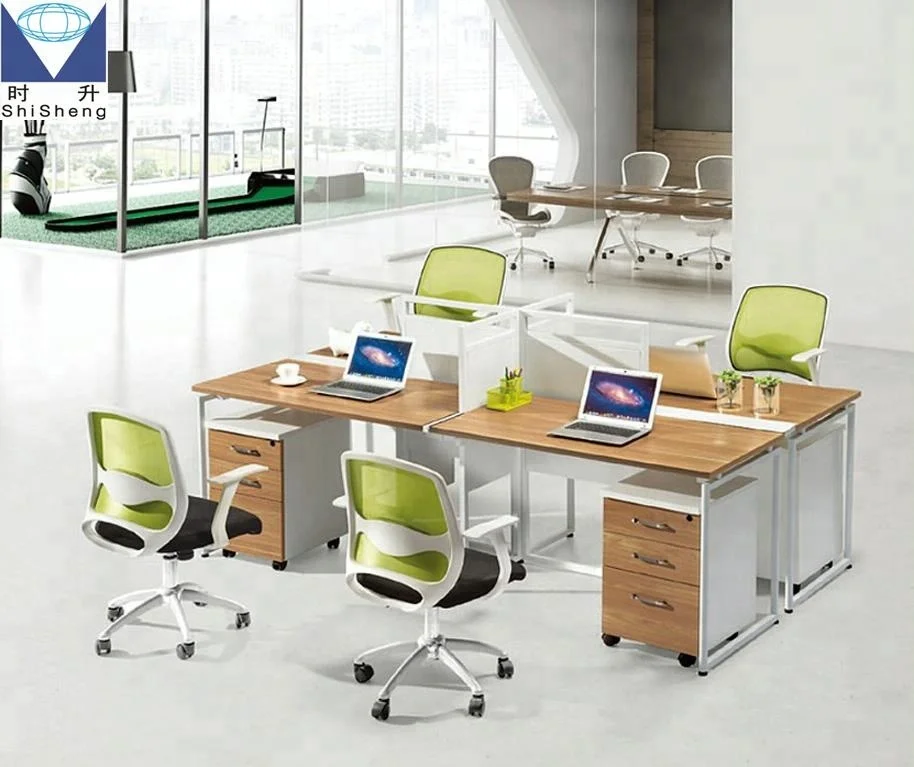 Office Furniture 4 Person Office Workstation Layout With Divider