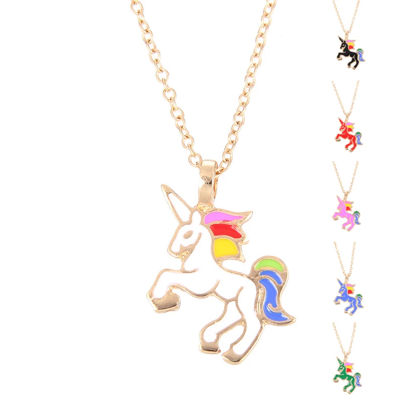 Hot sale creative design pendant unicorn necklace to kids