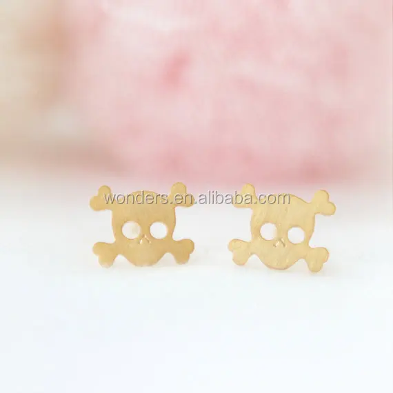 

errings jewelry wholesale Cross Bones And Sugar Skull Earings Women Gold/Silver Plated Stud Earrings Teen Girls BFF Gift