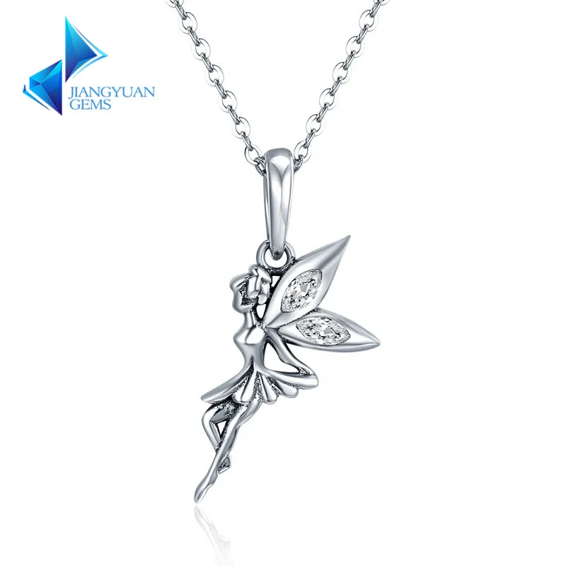 

925 Silver Flower Fairy Dangle Pendant Charms for Women Necklaces jewelry