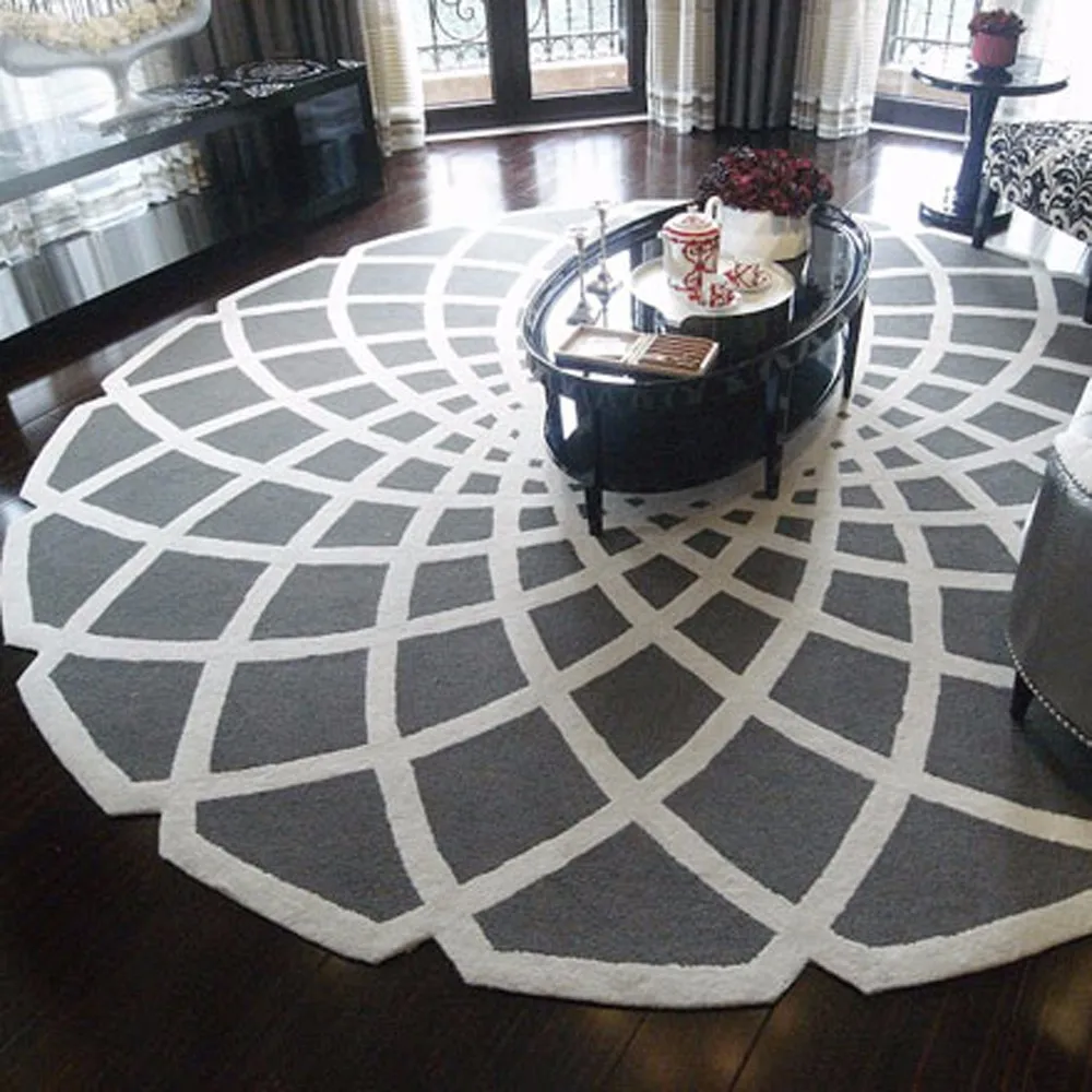 Best Selling 100 Wool Modern Design Custom Pattern Sculptured Round