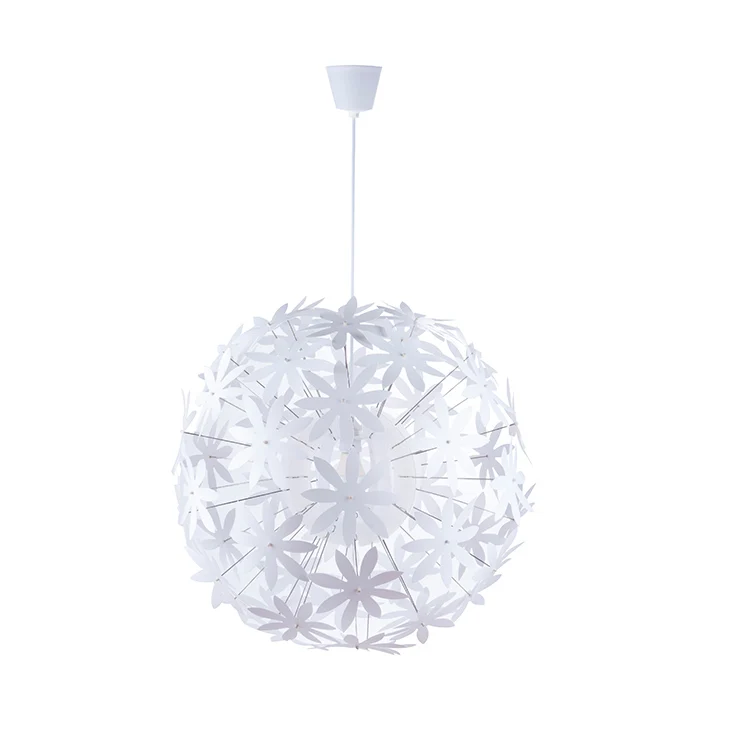 Modern flower shape metal decoration white chandelier pendant light fixture for living room