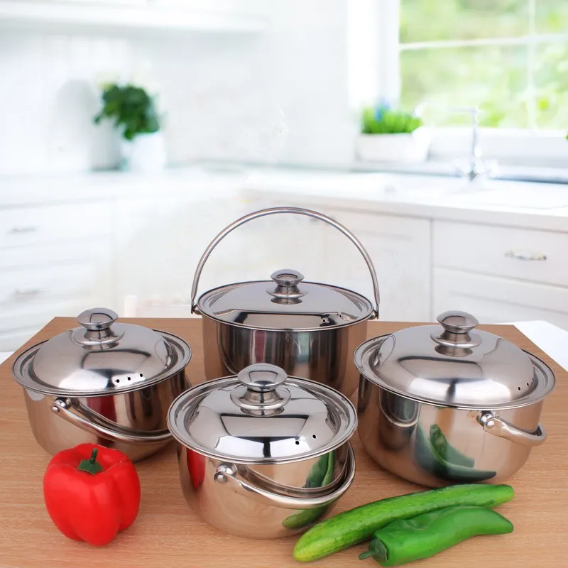 Thailand Kitchenware Stainless Steel Cookware Set 8pcs Cooking Pot Set