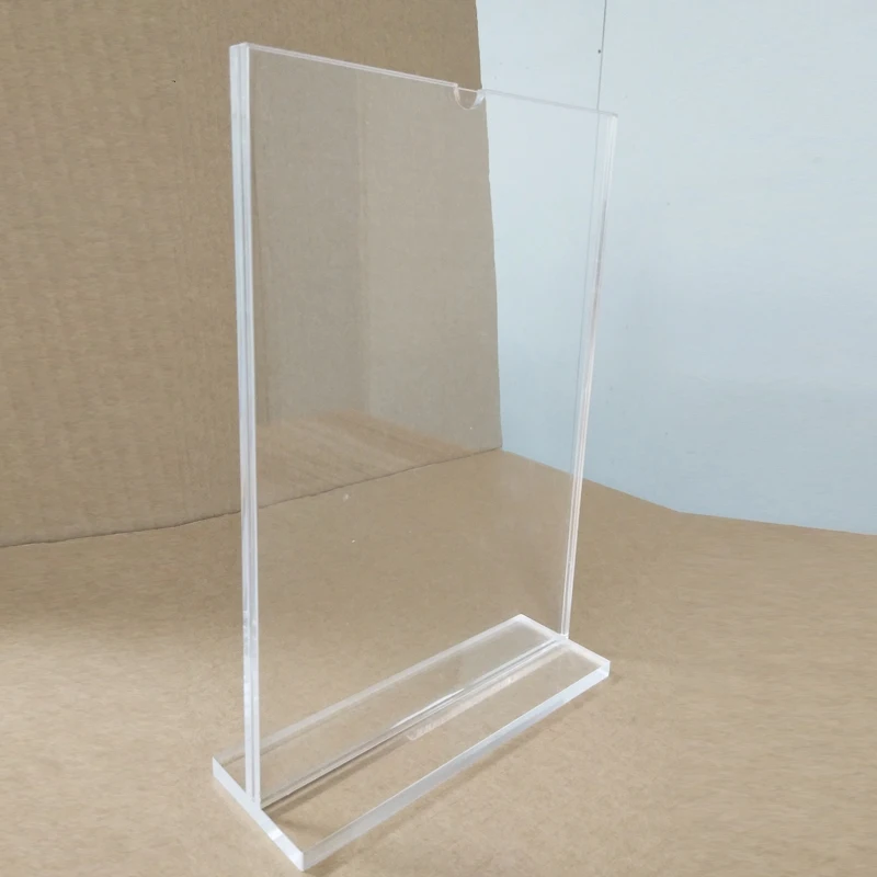 Custom Size Plastic A4 Paper Acrylic Standing Sign Holder Display Stand ...