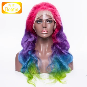 9a Grade Ombre Color Pink Purple Blue Green Brazilian Human Hair