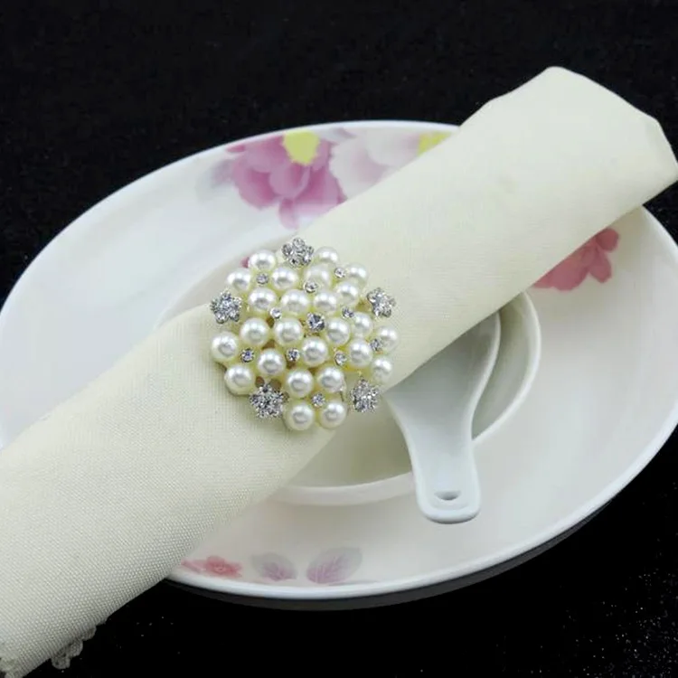 Hs00500 Cheap Bulk Silver Metal Pearl Napkin Rings Napkin Holder Buy