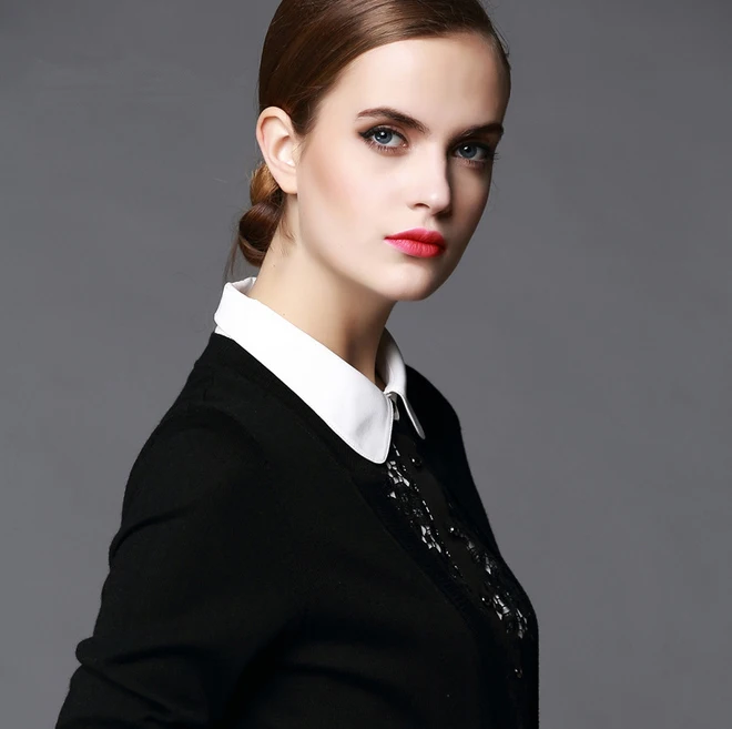 Black Sweater With White Shirt Attached 
