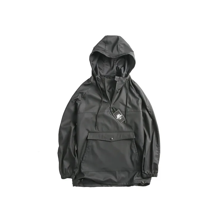 Custom Black Nylon Half Zip Pullover Plain Waterproof Hooded Windbreaker Jacket Mens Buy Nylon